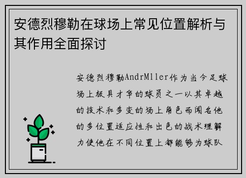 安德烈穆勒在球场上常见位置解析与其作用全面探讨