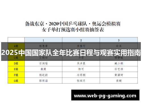 2025中国国家队全年比赛日程与观赛实用指南