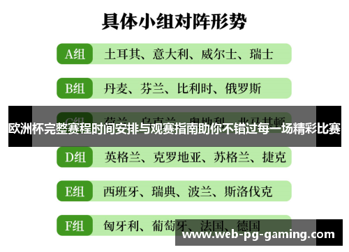 欧洲杯完整赛程时间安排与观赛指南助你不错过每一场精彩比赛